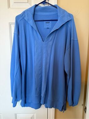 aerie Light Blue V-Neck Pullover Sweater